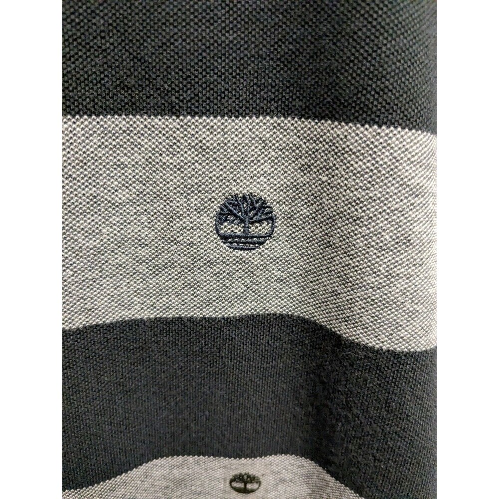 Timberland Black Grey Wide Striped Cotton Polo Shirt Men Size Large Nwt - Picture 5 of 6